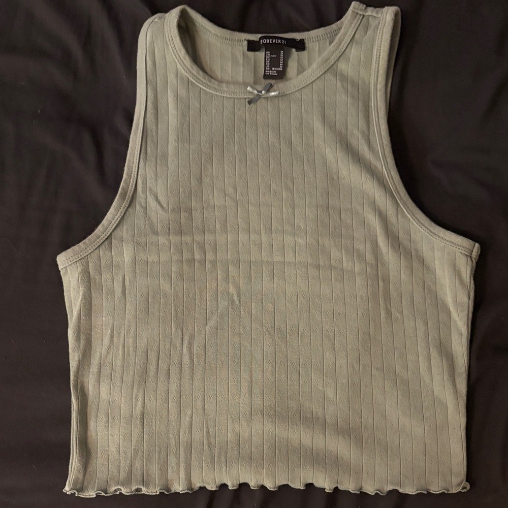 Forever 21 Women's Ribbed Tank Top - Light Green